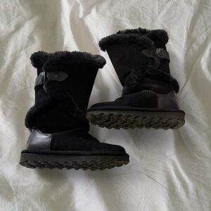 BearPaw Black Fur-Trimmed Winter Boots